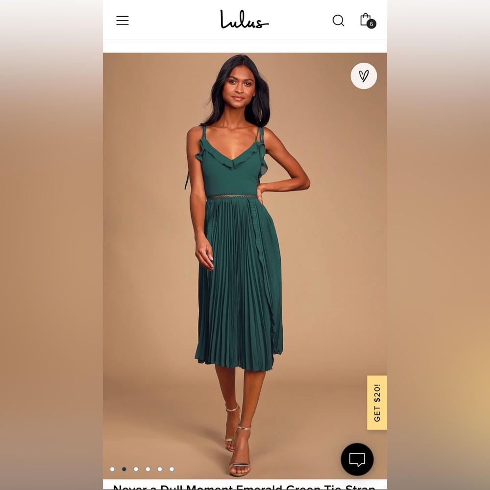 Lulus Green Pleated Dress XXS (NWOT)